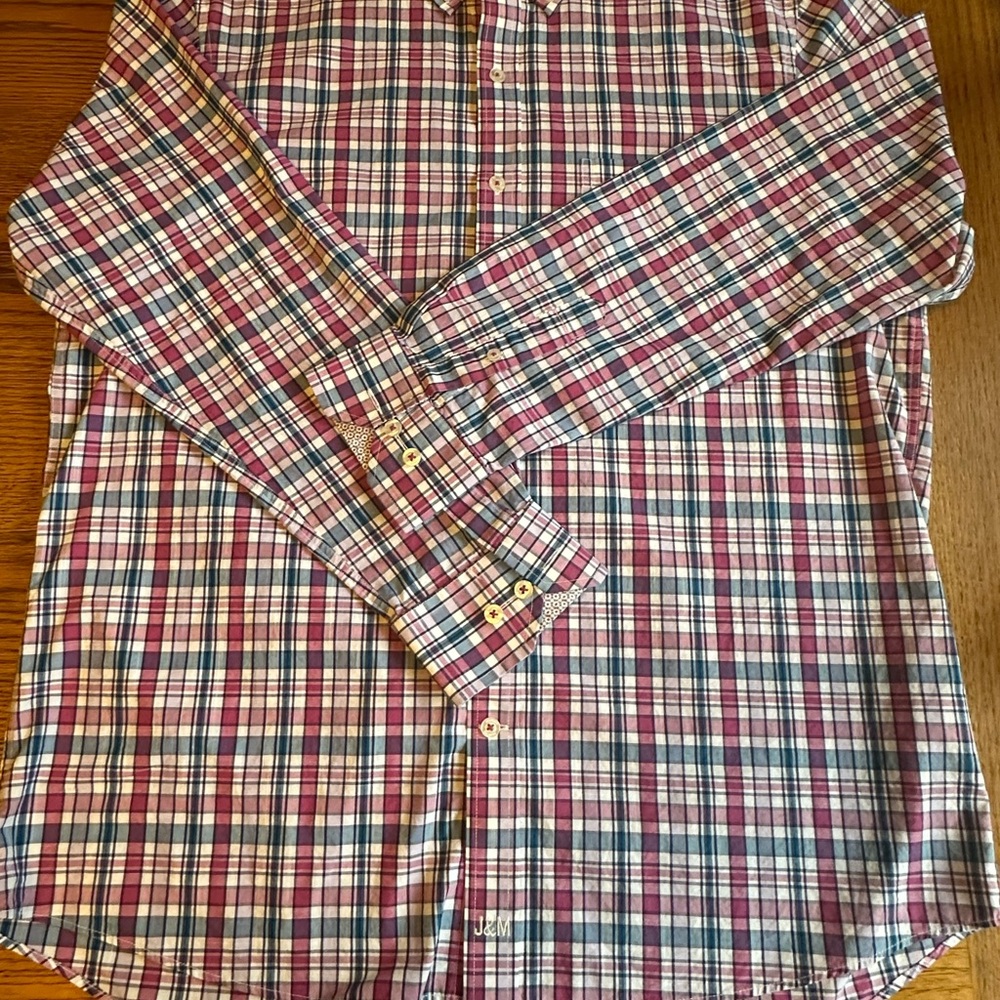 Johnston & Murphy Pink and Blue Plaid Shirt - Picture 3 of 8